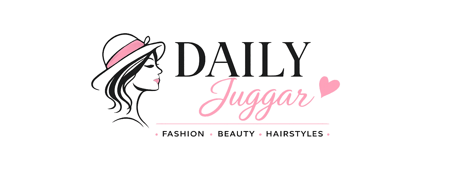 Daily Juggar logo featuring a stylish woman illustration with fashion, beauty and hairstyles branding.