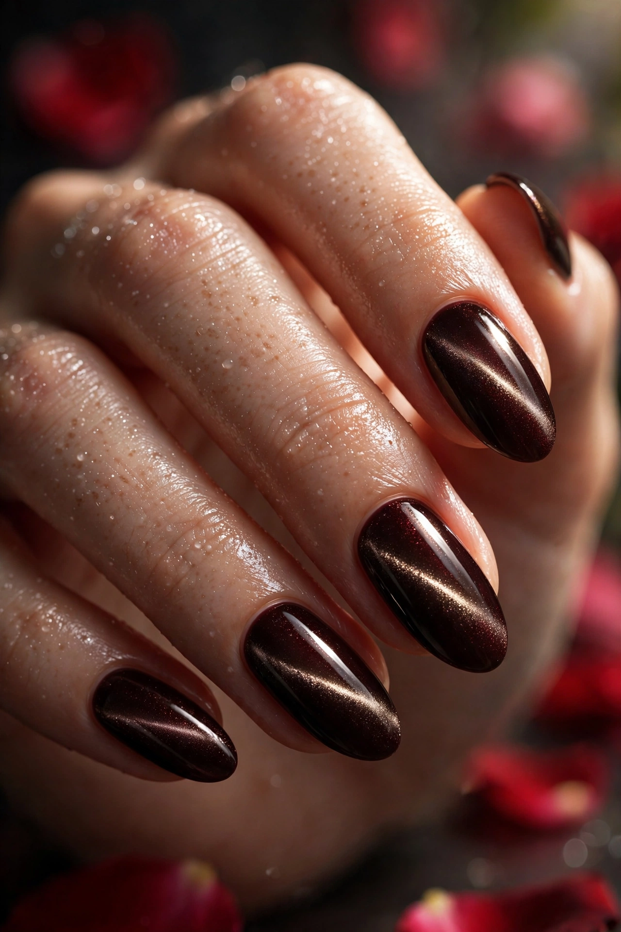 26 Dark Red Cat-Eye Nail Designs for Dramatic Depth - idea 6