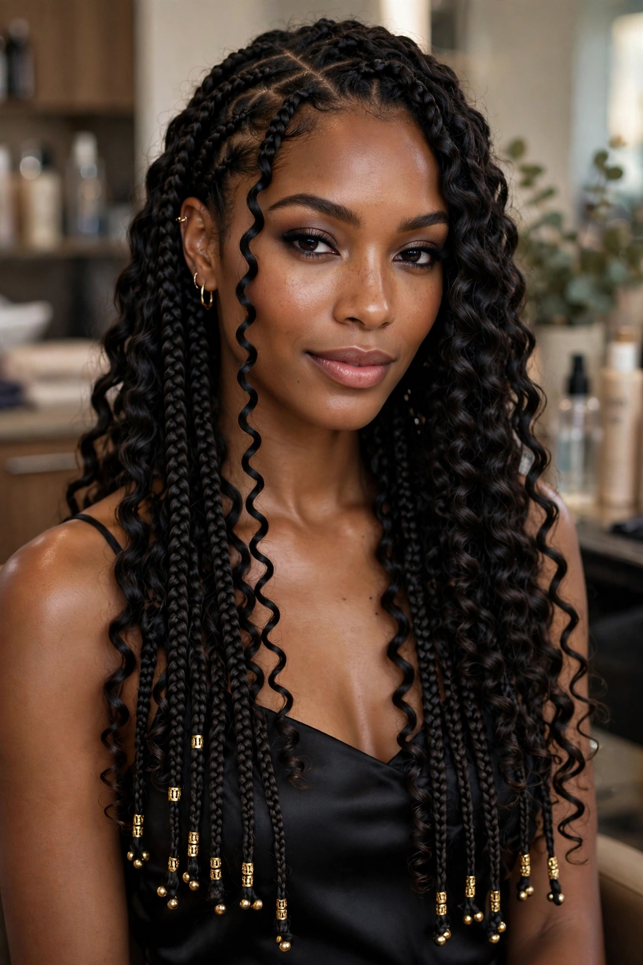 French curl braids hairstyle idea