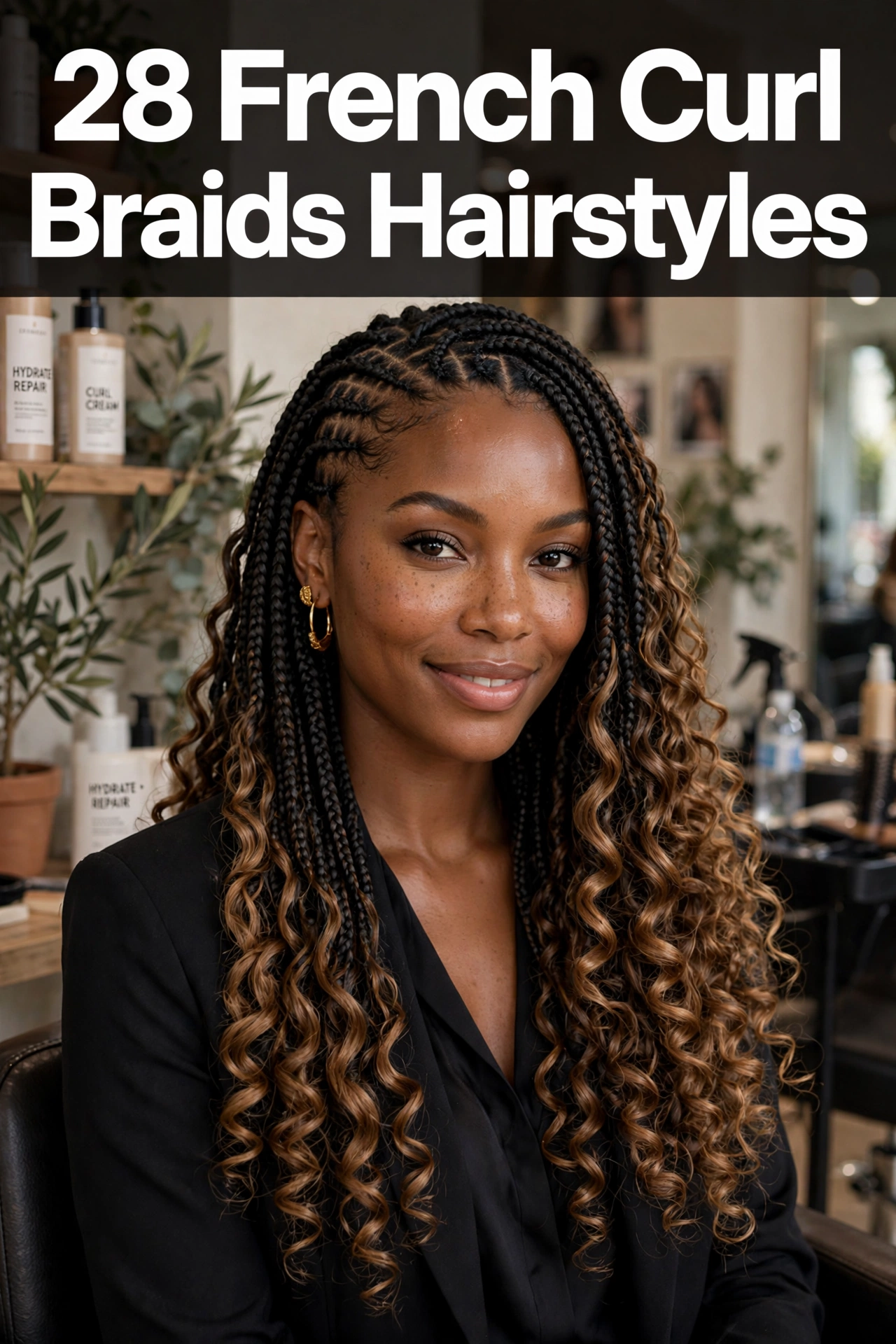 French curl braids hairstyle idea