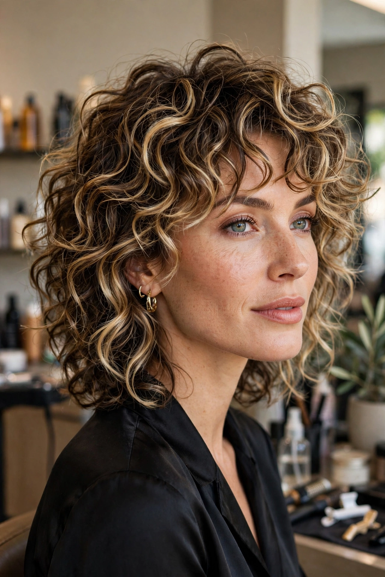 Curly shag haircut idea