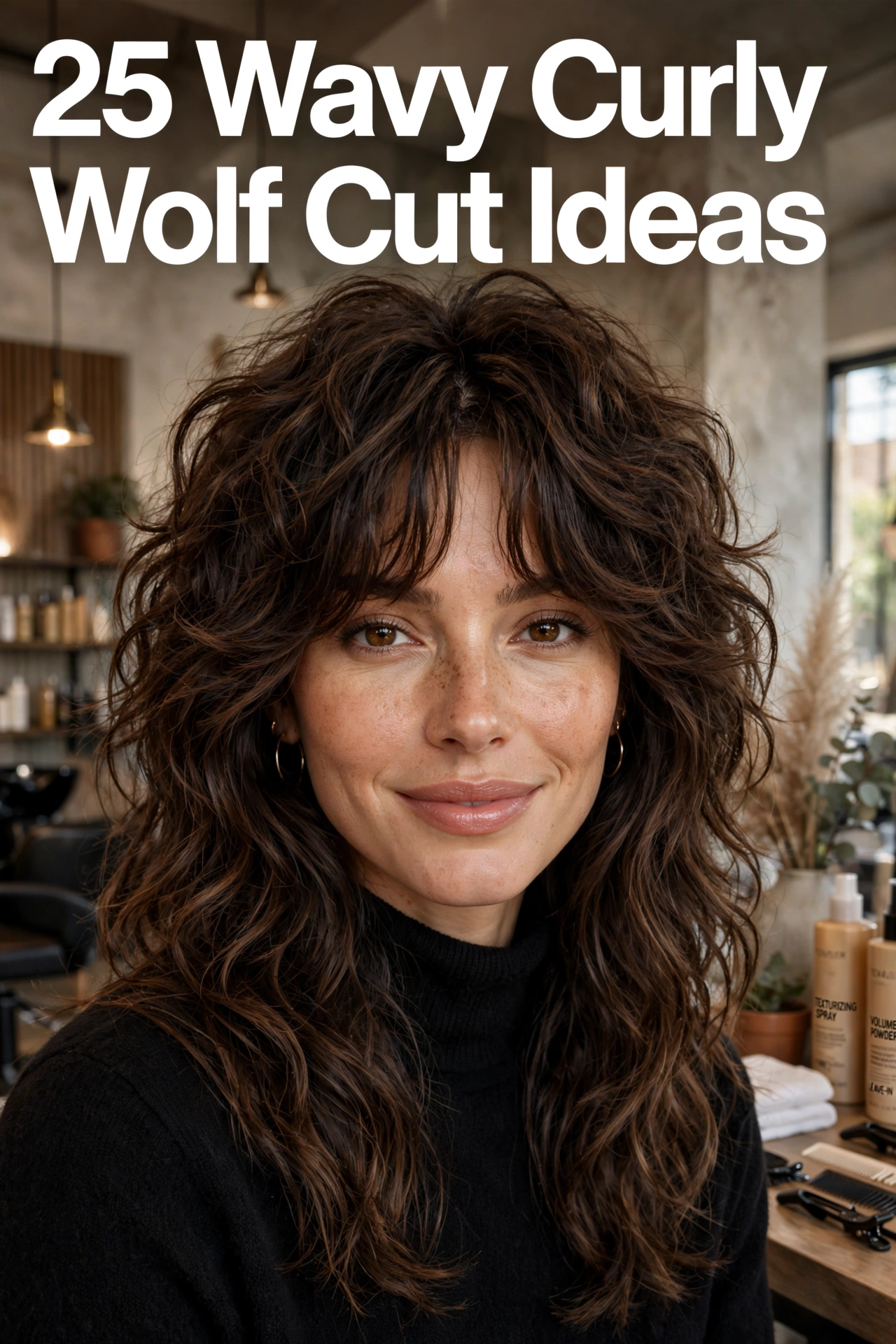 Wavy curly wolf cut idea