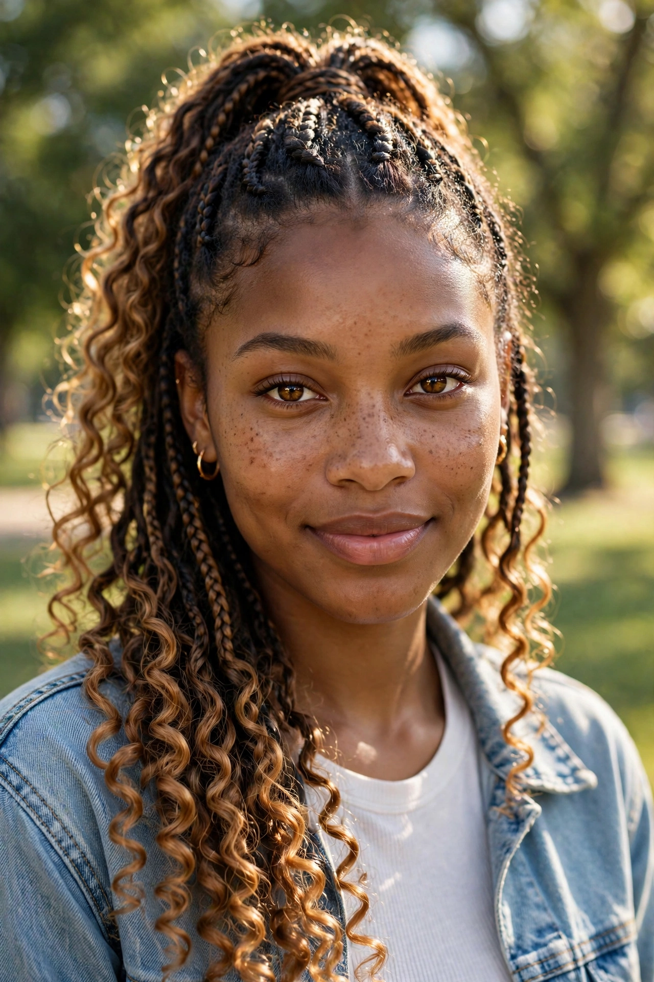 French curl braids hairstyle idea
