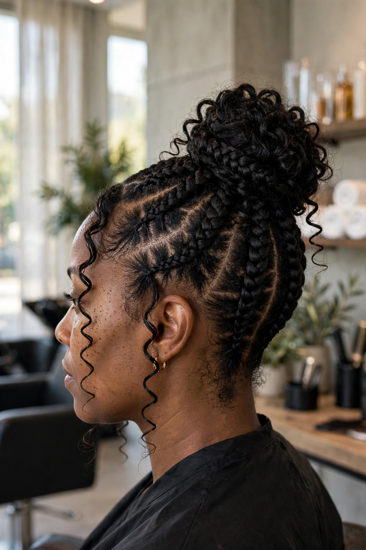 French curl braids hairstyle idea