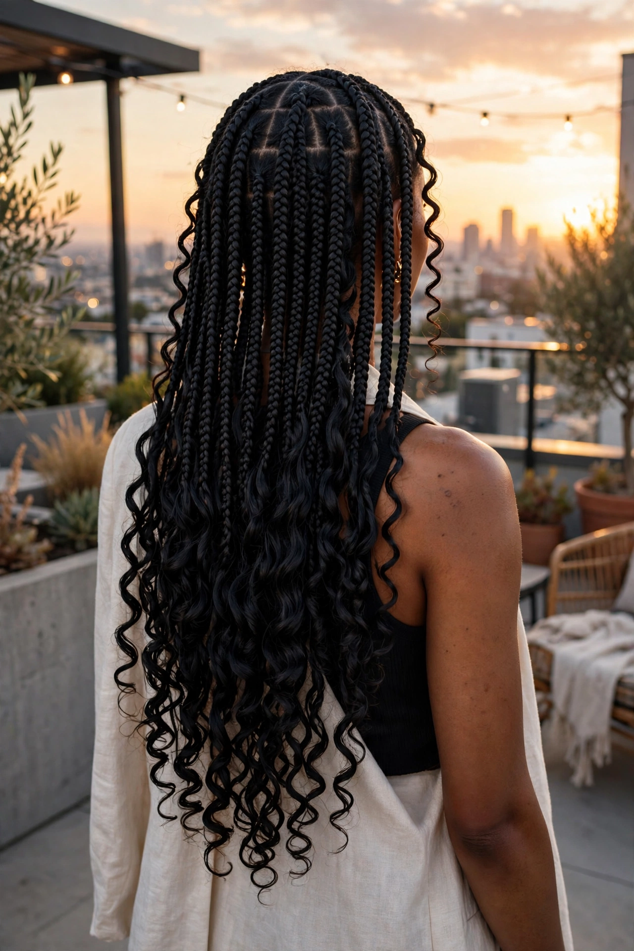 French curl braids hairstyle idea